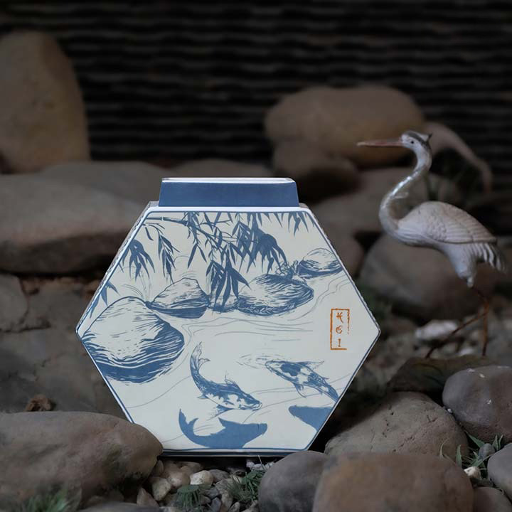 Koi Fish Ceramic Vase – 20 cm – “Carp Transforming into Dragon” Koi Fish Ceramic Vase – 20 cm – “Carp Transforming into Dragon”