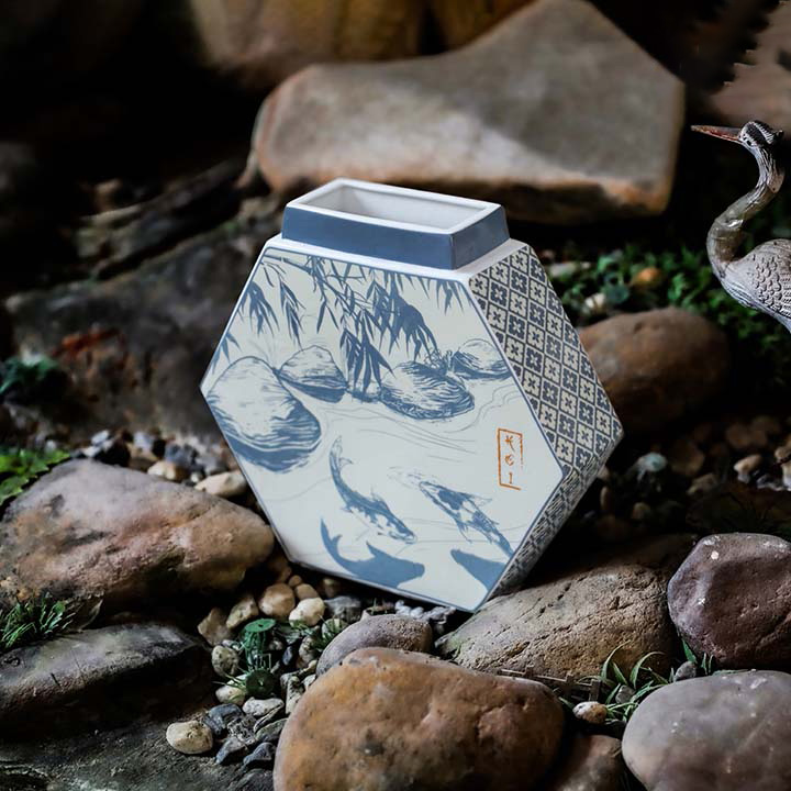 Koi Fish Ceramic Vase – 20 cm – “Carp Transforming into Dragon” Koi Fish Ceramic Vase – 20 cm – “Carp Transforming into Dragon”