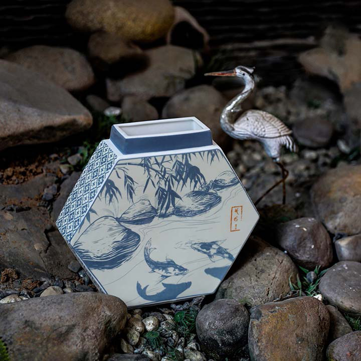 Koi Fish Ceramic Vase – 20 cm – “Carp Transforming into Dragon” Koi Fish Ceramic Vase – 20 cm – “Carp Transforming into Dragon”