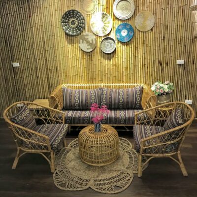 Rattan and Bamboo Sofa Set – Natural Harmony, Handcrafted Elegance