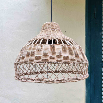 Checkered rattan lantern with bottle neck