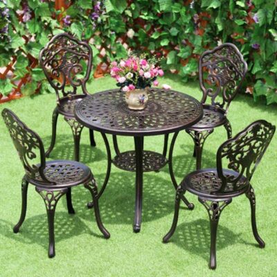 Imported Cast Aluminum Garden Table and Chairs with 4 Chairs