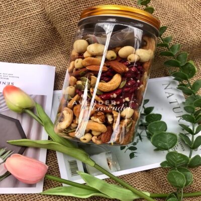 900ml PET plastic jar with gold aluminum lid for dried seeds