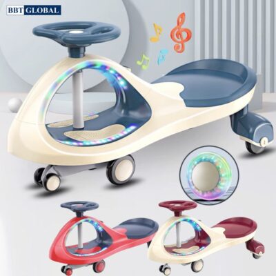 High-class rocking car with shock-absorbing PU wheels, lights and music